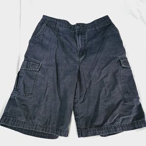 Urban Up Mens Cargo Shorts Blue Size XL 100% Cotton Elastic Waist Pockets